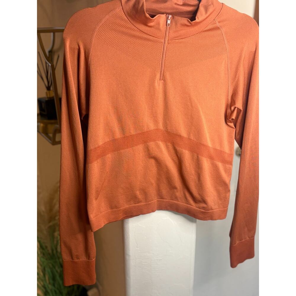 Victoria's Secret PINK 1/4 Zip Long Sleeve Workout Shirt Orange XL